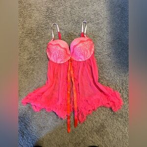 Victoria's Secret Vibrant Pink Lace Chemise